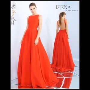 IEENA for Mac Duggal Red Chiffon Gown